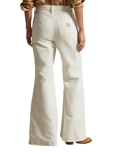 Polo Ralph Lauren Women's High-Rise Cotton Flared Pants - Cream | Thumbnail 5