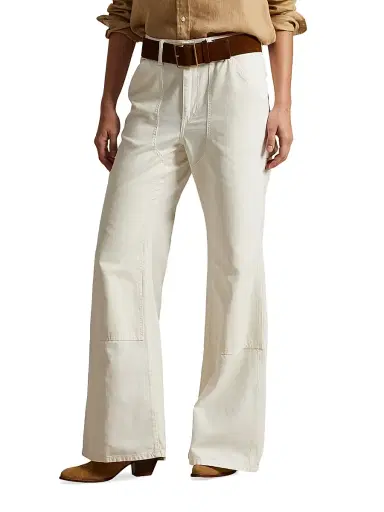 Polo Ralph Lauren Women's High-Rise Cotton Flared Pants - Cream | Thumbnail 7