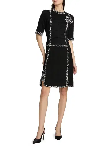 Teri Jon by Rickie Freeman Women's Floral-Trim Corsage Cocktail Dress - Black White | Thumbnail 2