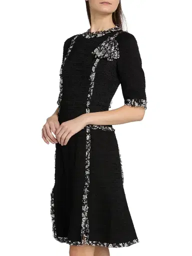 Teri Jon by Rickie Freeman Women's Floral-Trim Corsage Cocktail Dress - Black White | Thumbnail 3