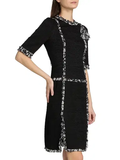 Teri Jon by Rickie Freeman Women's Floral-Trim Corsage Cocktail Dress - Black White | Thumbnail 4