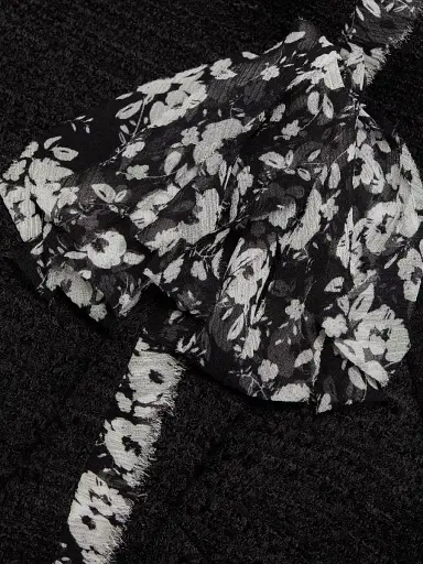 Teri Jon by Rickie Freeman Women's Floral-Trim Corsage Cocktail Dress - Black White | Thumbnail 7