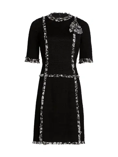 Teri Jon by Rickie Freeman Women's Floral-Trim Corsage Cocktail Dress - Black White | Thumbnail 1
