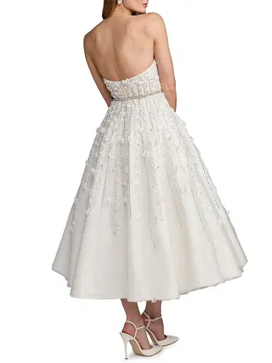 Mac Duggal Women's Embellished Lace Strapless Midi Cocktail Dress - Ivory - Size 12 | Thumbnail 2 Mac Duggal Women's Embellished Lace Strapless Midi Cocktail Dress - Ivory - Size 12 | Thumbnail 2