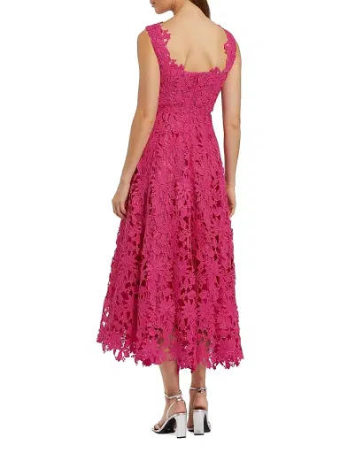 Mac Duggal Women's Lace A-Line Midi-Dress - Hot Pink - Size 8 | Thumbnail 2 Mac Duggal Women's Lace A-Line Midi-Dress - Hot Pink - Size 8 | Thumbnail 2