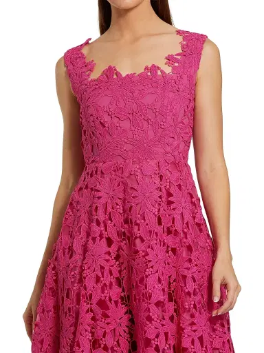 Mac Duggal Women's Lace A-Line Midi-Dress - Hot Pink - Size 8 | Thumbnail 3 Mac Duggal Women's Lace A-Line Midi-Dress - Hot Pink - Size 8 | Thumbnail 3