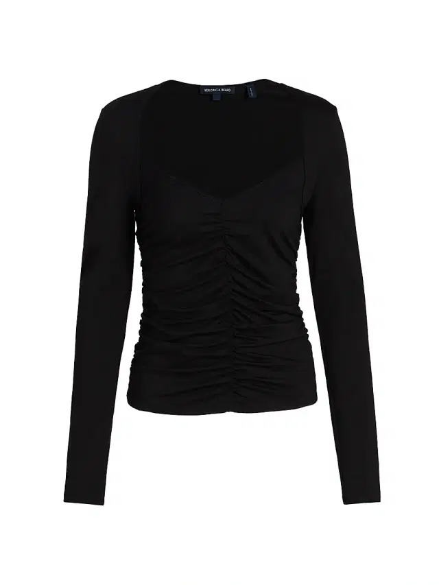 Veronica Beard Women's Salem Stretch-Jersey Ruched Top - Black