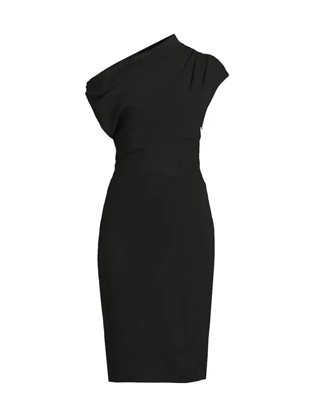 Women's Crepe Jersey One-Shoulder Midi-Dress - Black
