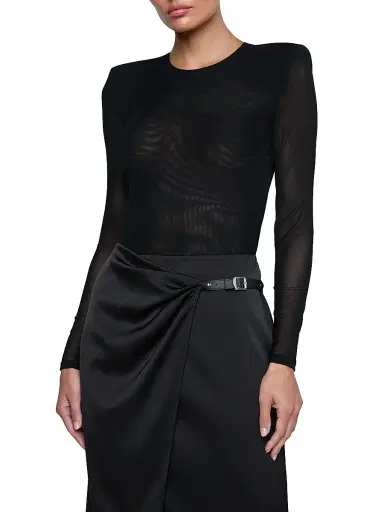 L'Agence Women's Trista Shoulder Pad Bodysuit - Black - Size XL | Thumbnail 3