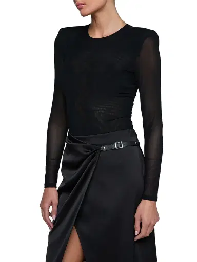 L'Agence Women's Trista Shoulder Pad Bodysuit - Black - Size XL | Thumbnail 4