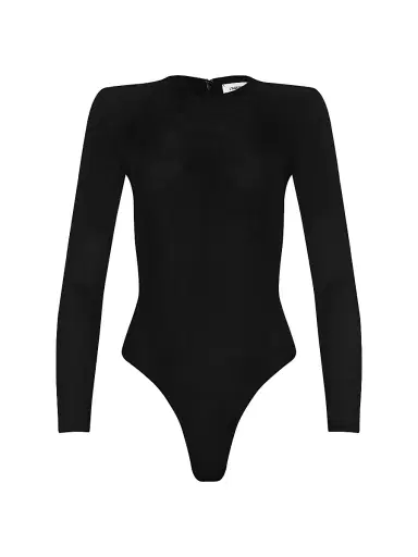 L'Agence Women's Trista Shoulder Pad Bodysuit - Black - Size XL | Thumbnail 1