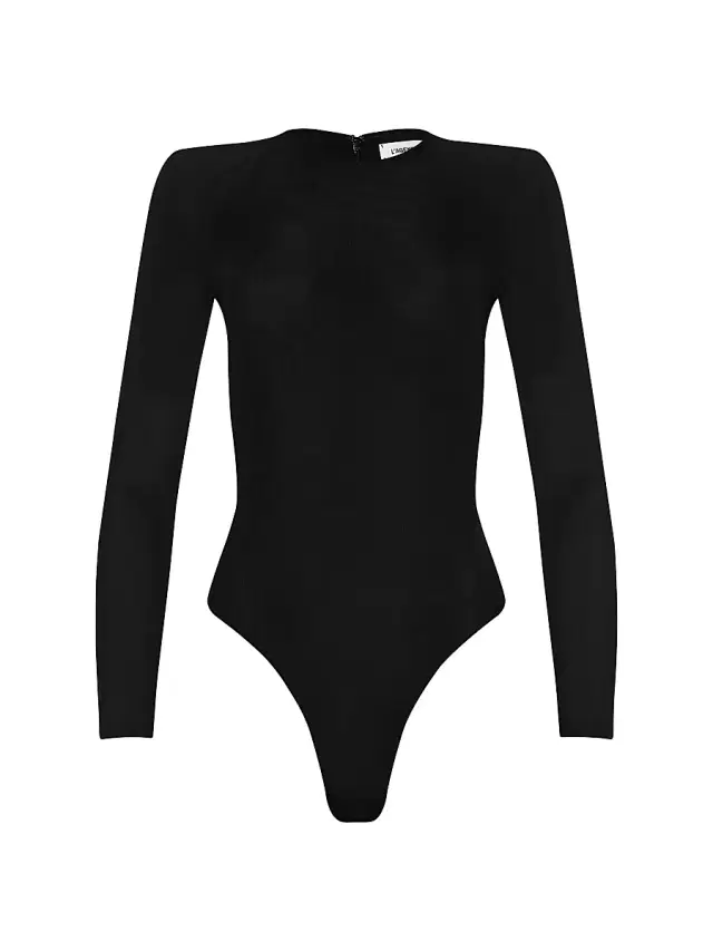 L'AGENCE Women's Trista Shoulder Pad Bodysuit - Black