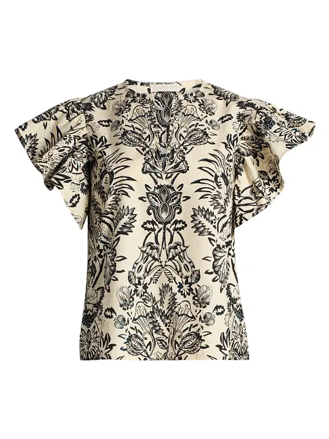 Women's Severine Printed Cotton Top - Flora Women's Severine Printed Cotton Top - Flora