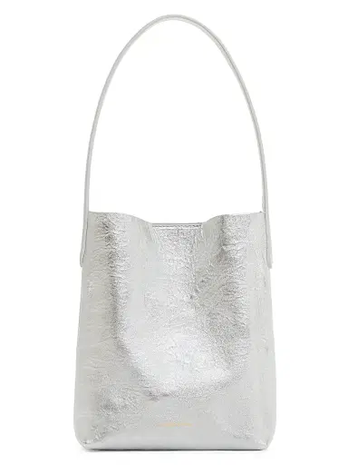 Mansur Gavriel Women's Mini Everyday Metallic Leather Tote Bag - Silver | Thumbnail 1