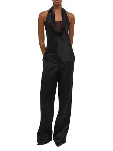 Helmut Lang Women's U-Neck Silk Satin Top - Black | Thumbnail 2 Helmut Lang Women's U-Neck Silk Satin Top - Black | Thumbnail 2