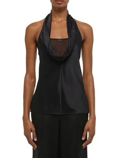 Helmut Lang Women's U-Neck Silk Satin Top - Black | Thumbnail 3 Helmut Lang Women's U-Neck Silk Satin Top - Black | Thumbnail 3