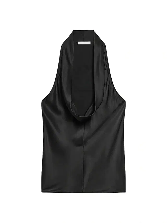Women's U-Neck Silk Satin Top - Black