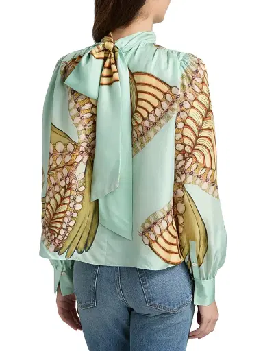 Ulla Johnson Women's Anna Zemankova Ornament Printed Silk Blouse - Water Blossoms | Thumbnail 5 Ulla Johnson Women's Anna Zemankova Ornament Printed Silk Blouse - Water Blossoms | Thumbnail 5