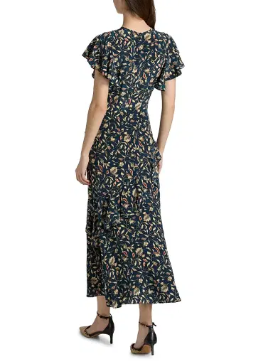 Ulla Johnson Women's Amaia Printed Ruffled Midi-Dress - Midnight Garden | Thumbnail 5