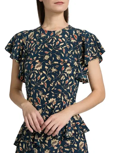 Ulla Johnson Women's Amaia Printed Ruffled Midi-Dress - Midnight Garden | Thumbnail 6