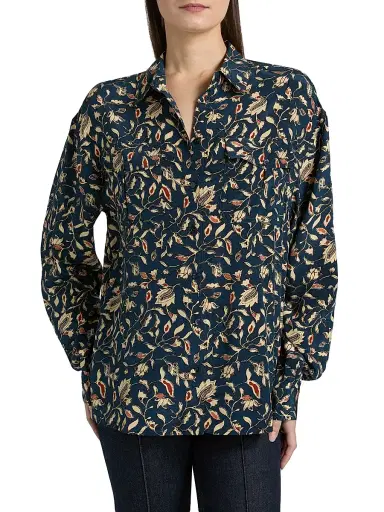 Ulla Johnson Women's Soren Printed Silk Shirt - Midnight Garden | Thumbnail 3 Ulla Johnson Women's Soren Printed Silk Shirt - Midnight Garden | Thumbnail 3