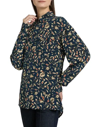 Ulla Johnson Women's Soren Printed Silk Shirt - Midnight Garden | Thumbnail 4 Ulla Johnson Women's Soren Printed Silk Shirt - Midnight Garden | Thumbnail 4