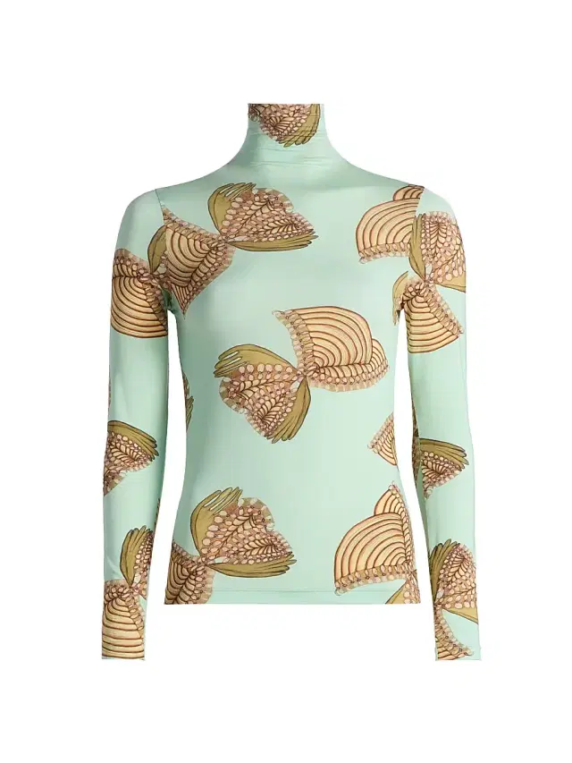 Women's Aurelia Stretch-Knit Turtleneck Top - Water Blossoms
