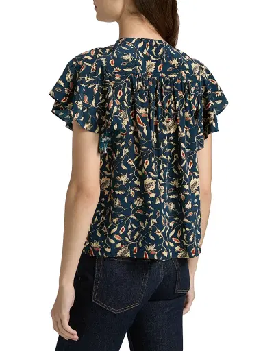 Ulla Johnson Women's Adoni Floral Silk Pintuck Top - Midnight Garden | Thumbnail 5 Ulla Johnson Women's Adoni Floral Silk Pintuck Top - Midnight Garden | Thumbnail 5