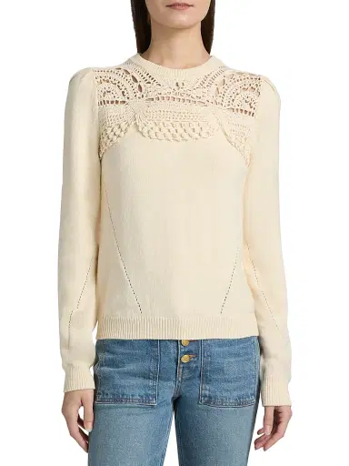 Ulla Johnson Women's Lucette Crochet-Yoke Sweater | Thumbnail 3