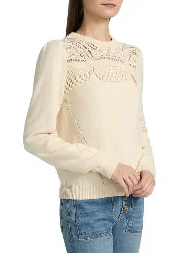 Ulla Johnson Women's Lucette Crochet-Yoke Sweater | Thumbnail 4