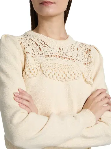 Ulla Johnson Women's Lucette Crochet-Yoke Sweater | Thumbnail 6