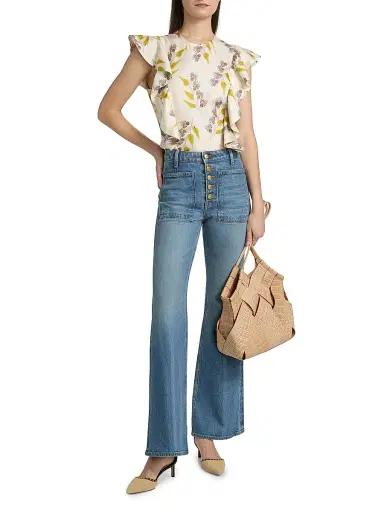 Ulla Johnson Women's Anna Zemankova Botanical Ruffled Silk Top | Thumbnail 2 Ulla Johnson Women's Anna Zemankova Botanical Ruffled Silk Top | Thumbnail 2