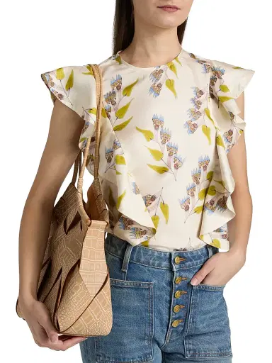 Ulla Johnson Women's Anna Zemankova Botanical Ruffled Silk Top | Thumbnail 6 Ulla Johnson Women's Anna Zemankova Botanical Ruffled Silk Top | Thumbnail 6