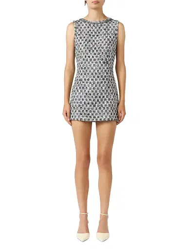 LIBEROWE Women's Moorgate Tweed Minidress - Silver - Size Small | Thumbnail 2
