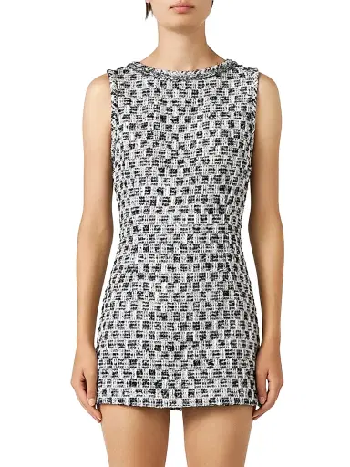 LIBEROWE Women's Moorgate Tweed Minidress - Silver - Size Small | Thumbnail 4