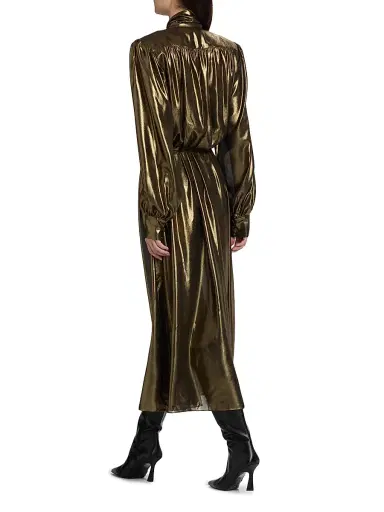 Ronny Kobo Women's Anora Pleated Metallic Midi-Dress - Gold | Thumbnail 5