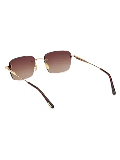 Tom Ford Men's Jake-02 54MM Rimless Rectangular Sunglasses - Yellow Gold Brown | Thumbnail 4