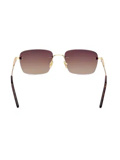 Tom Ford Men's Jake-02 54MM Rimless Rectangular Sunglasses - Yellow Gold Brown | Thumbnail 5