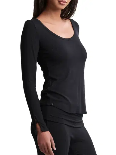 Barefoot Dreams Women's Ultra Soft Ribbed Long-Sleeve T-Shirt - Black | Thumbnail 2 Barefoot Dreams Women's Ultra Soft Ribbed Long-Sleeve T-Shirt - Black | Thumbnail 2