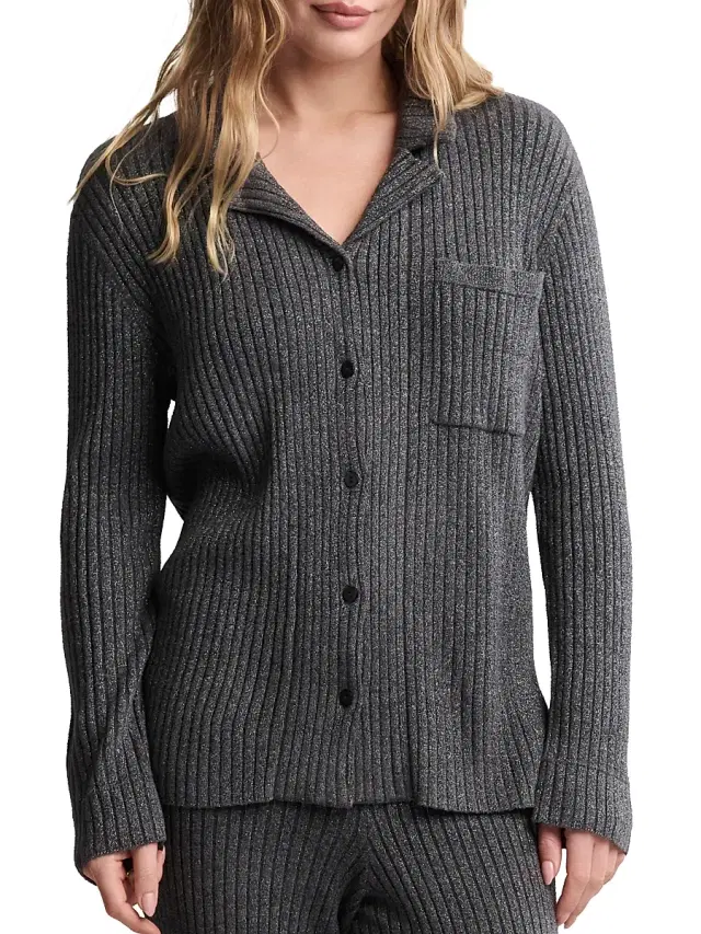 Women's Cozychic Ultra Lite Rib Button-Front Sweater - Carbon