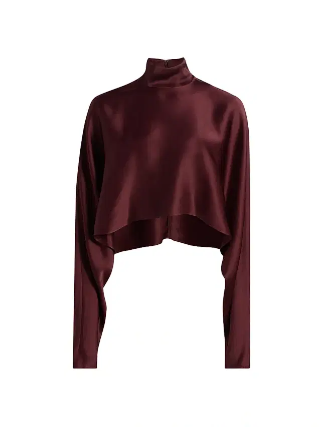 Women's Satin Cropped Caftan Top - Crimson