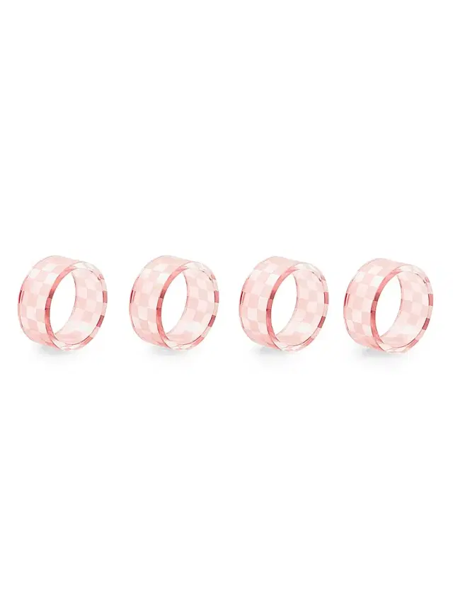MacKenzie-Childs 4-Piece Check Glass Napkin Ring Set