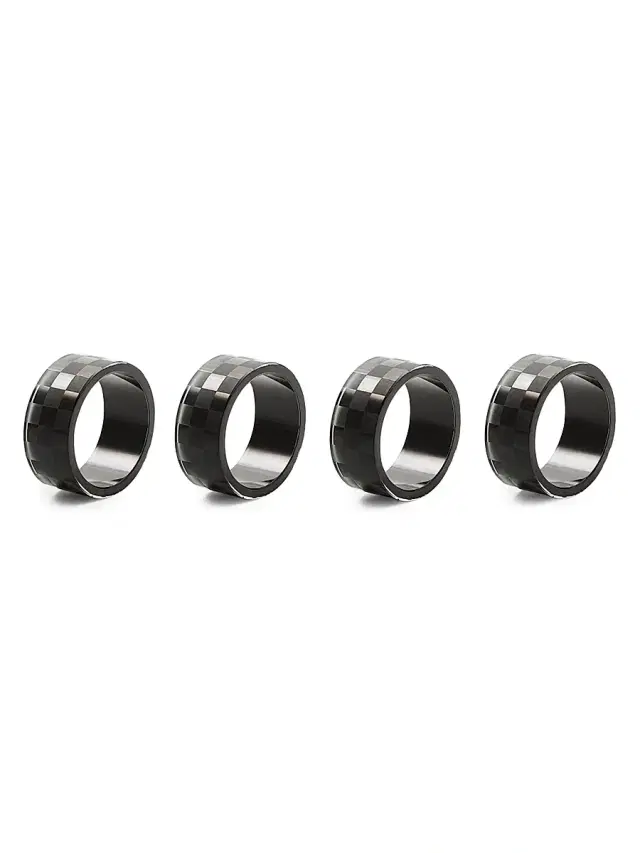 MacKenzie-Childs Check 4-Piece Glass Napkin Ring Set