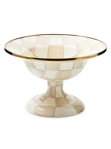 MacKenzie-Childs Mocha Check Small Compote Bowl | Thumbnail 1 MacKenzie-Childs Mocha Check Small Compote Bowl | Thumbnail 1