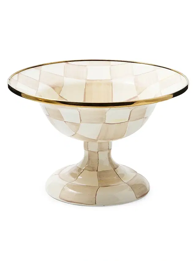 Mocha Check Small Compote Bowl