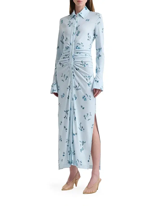 Women's Claudia Gathered Floral Shirtdress - Danube Shibori