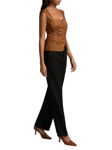 Toccin Women's Ariana Faux-Suede Button-Front Top - Brandy | Thumbnail 2 Toccin Women's Ariana Faux-Suede Button-Front Top - Brandy | Thumbnail 2