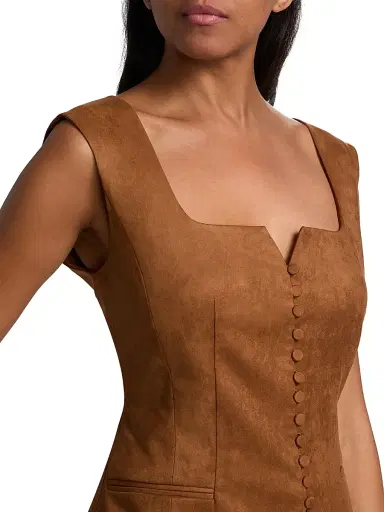 Toccin Women's Ariana Faux-Suede Button-Front Top - Brandy | Thumbnail 6 Toccin Women's Ariana Faux-Suede Button-Front Top - Brandy | Thumbnail 6