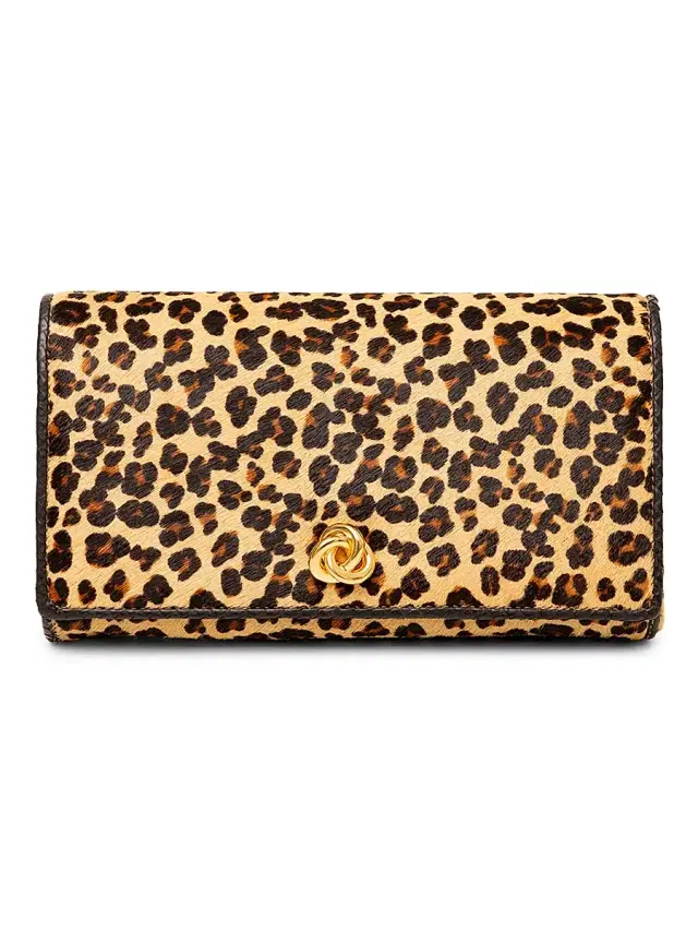 Michelle Wilhite Women's Olivia Leopard-Print Calf Hair Clutch - Leopard