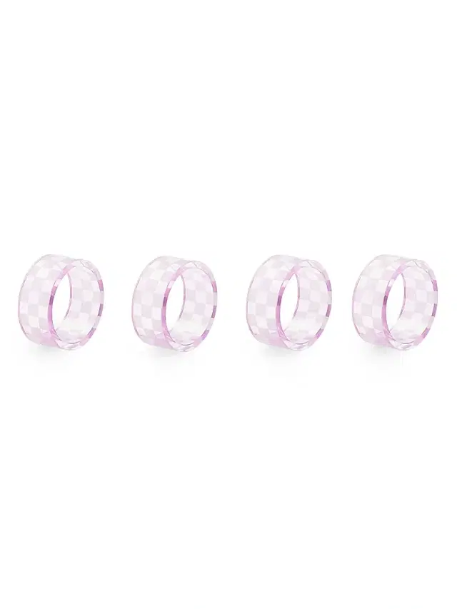 MacKenzie-Childs Check Glass Napkin Rings 4-Piece Set